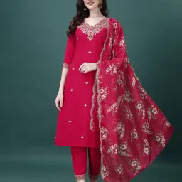 berrylicious Women Embroidered Straight Kurta Set image 1