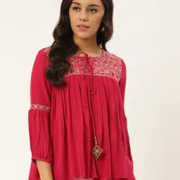 rangmayee Printed A-line Tunic with Tie-Up image 1