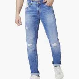 spykar Men Lightly Washed & Distressed Regular Fit Jeans image 1