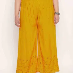 clora creation plus Floral Embroidered Palazzo with Elasticated Waist image 1