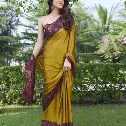mirchi fashion Geometric Print Chiffon Saree image 1