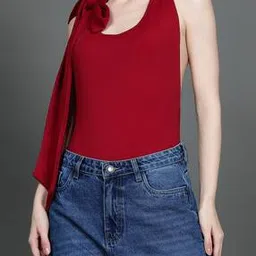 Shein Bold Halter Neck Shoulder Tie-Up Backless Bodysuit-picture-16