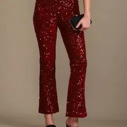 Shein Ankle Length Elasticated Waist Sequined Pants-picture-46
