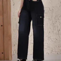 Shein Full Length Mid Wash Cargo Style Jeans-picture-16