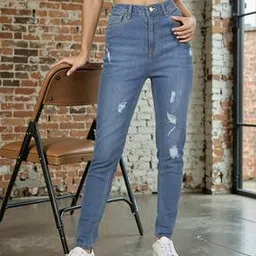 Shein Full Length Light Distress Slim Jeans-picture-49