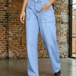 Shein Full Length Straight Fit Jeans With Pockets-picture-22