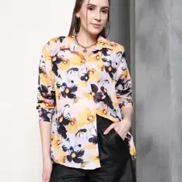 Shein Spread Collar Full Cuffed Sleeve Floral Print Shirt-picture-48