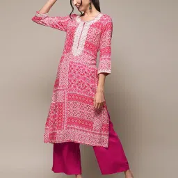 biba Women Bandhani Print Straight Kurta image 2