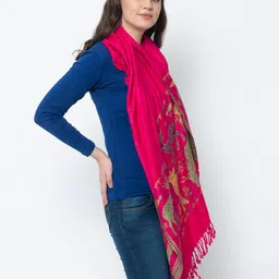 weavers villa Animal Print Stole with Tassels image 2