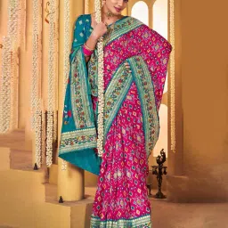 ri-wah Ikat Print Saree with Contrast Border image 2