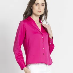shaye Women Regular Fit Shirt with Cuban Collar image 2