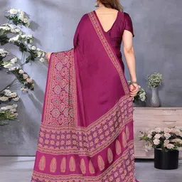 saree mall Ajrak Design Crepe Traditional Saree image 2