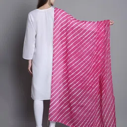 jabama Leheriya Print Dupatta with Lace Border & Tassels image 2