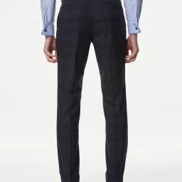 marks & spencer Men Prince of Wales Checked Slim Fit Flat-Front Trousers image 2