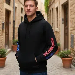 Shein Drop Shoulder Typographic Back Print Hoodie image 2