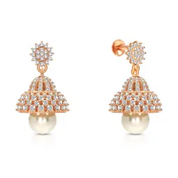 bhima jewels Women Sterling Silver Rose Gold-Plated Bell Jhumkas image 2