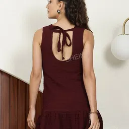 Shein Party Mini Length Sleeveless Flounce Hem Textured A-line Dress image 2