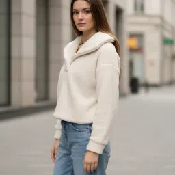 Shein Drop Shoulder Textured Half Button Closure Hoodie image 2