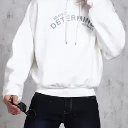 Shein Drop Shoulder Typographic Chest Print Hoodie-picture-37