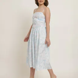 Shein Elegant Tie-Up Spaghetti Strap Floral Print Fit and Flare Dress image 3