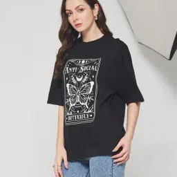 Shein Drop Shoulder Graphic Front Print Crew Tshirt image 2
