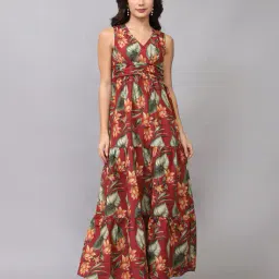 Shein Elegant Smocked Back Floral Print Ruched Tiered Dress image 2