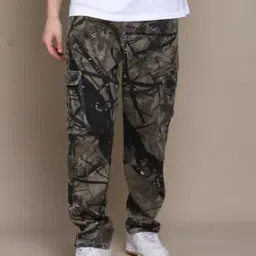 Shein Full Length Abstract Print Cargo Jeans-image-9