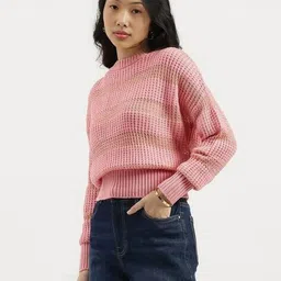 united colors of benetton Women Striped Round-Neck Pullover image 2