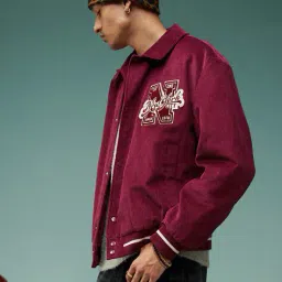 asos design Corduroy Carsity Oversized Biker Jacket image 2