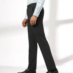 john players Men Slim Fit Low-Rise Flat-Front Trousers image 2