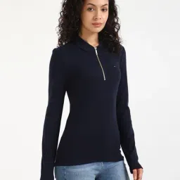 tommy hilfiger Women Slim Fit Cotton Polo T-Shirt image 2