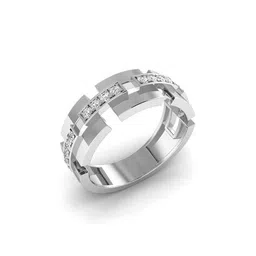 shine eternal Men White Gold Lab Grown Diamond-Studded Band Ring image 2