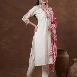 fashor Women Embroidered Straight Kurta Suit Set image 2