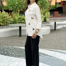 indie picks Pure Cotton Hand Embroidered Shirt Style Top image 2