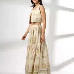 fusion Women Floral Print Top & Skirt Set image 2