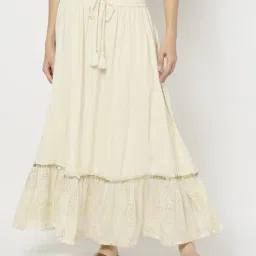 yousta Women Paneled Flared Skirt with Drawstring Waist image 2