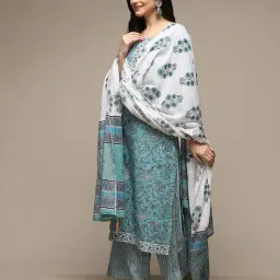 biba Floral Print Unstitched Dress Material image 2