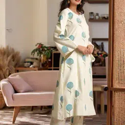 anni designer Women Floral Print A-Line Kurta Set image 2