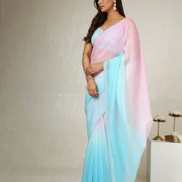 soch Women Tissue Silk Saree with Contrast Border image 2