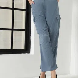 Shein Casual Light Grey Fly with Button Closure Cargo Trouser image 1
