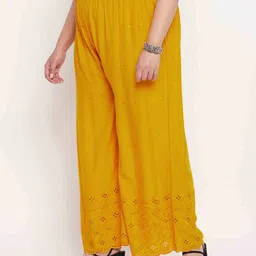 clora creation plus Floral Embroidered Palazzo with Elasticated Waist image 3