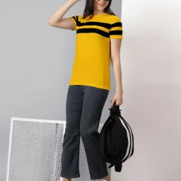 ausk Women Striped Regular Fit Crew-Neck T-Shirt image 3