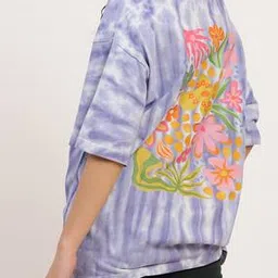 Shein Drop Shoulder Floral Print Tie & Dye Oversized Fit Crew Tshirt-picture-31