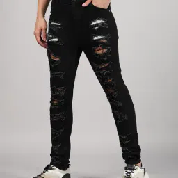 Shein Full Length Clean Wash Heavy Distressed Jeans image 1