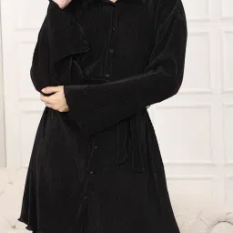 Shein Spread Collar Bell Sleeves Shirt Dress With Belt image 1