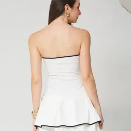 Shein Strapless Contrast Trim Flared Hem Layered Dress image 3