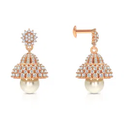bhima jewels Women Sterling Silver Rose Gold-Plated Bell Jhumkas image 3