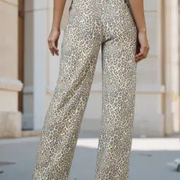 Shein Full Length Animal Print Straight Fit Pants image 3
