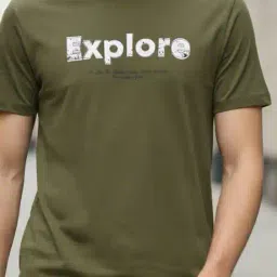 Shein Short Sleeve Typographic Chest Print Crew Tshirt image 1