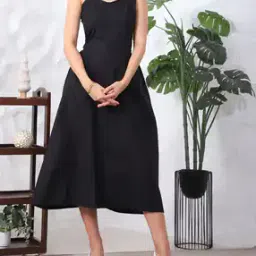 Shein Spaghetti Strap Panelled Midi Fit & Flare Dress-picture-34